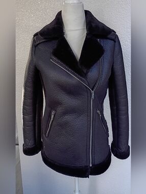 EUC Bloomingdale's Exclusive Aqua Girl Brand Faux Leather Jacket.